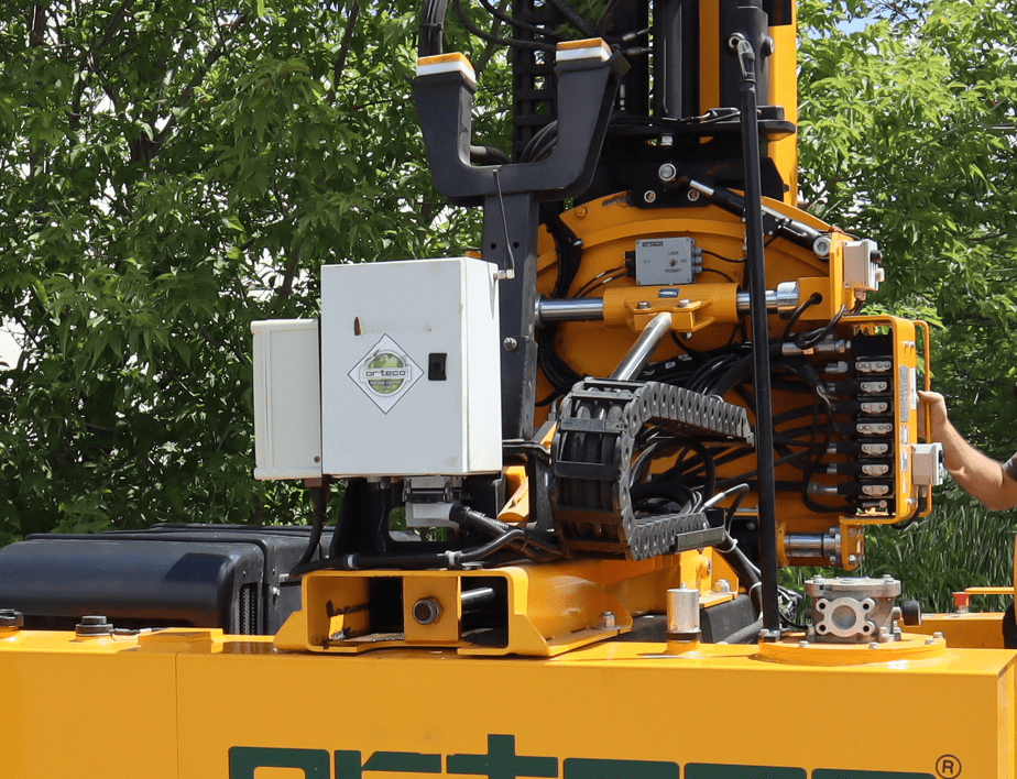 A GPS box open on a piledriver